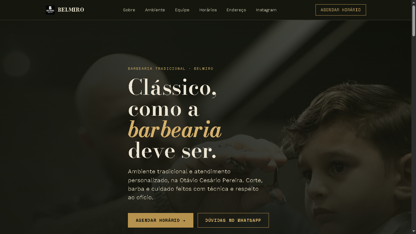 Página da Belmiro Barbearia