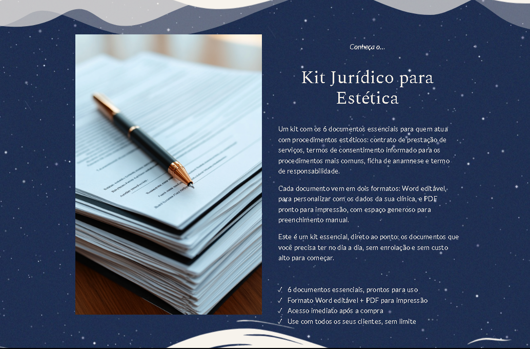 Página Kit Jurídico para Estética